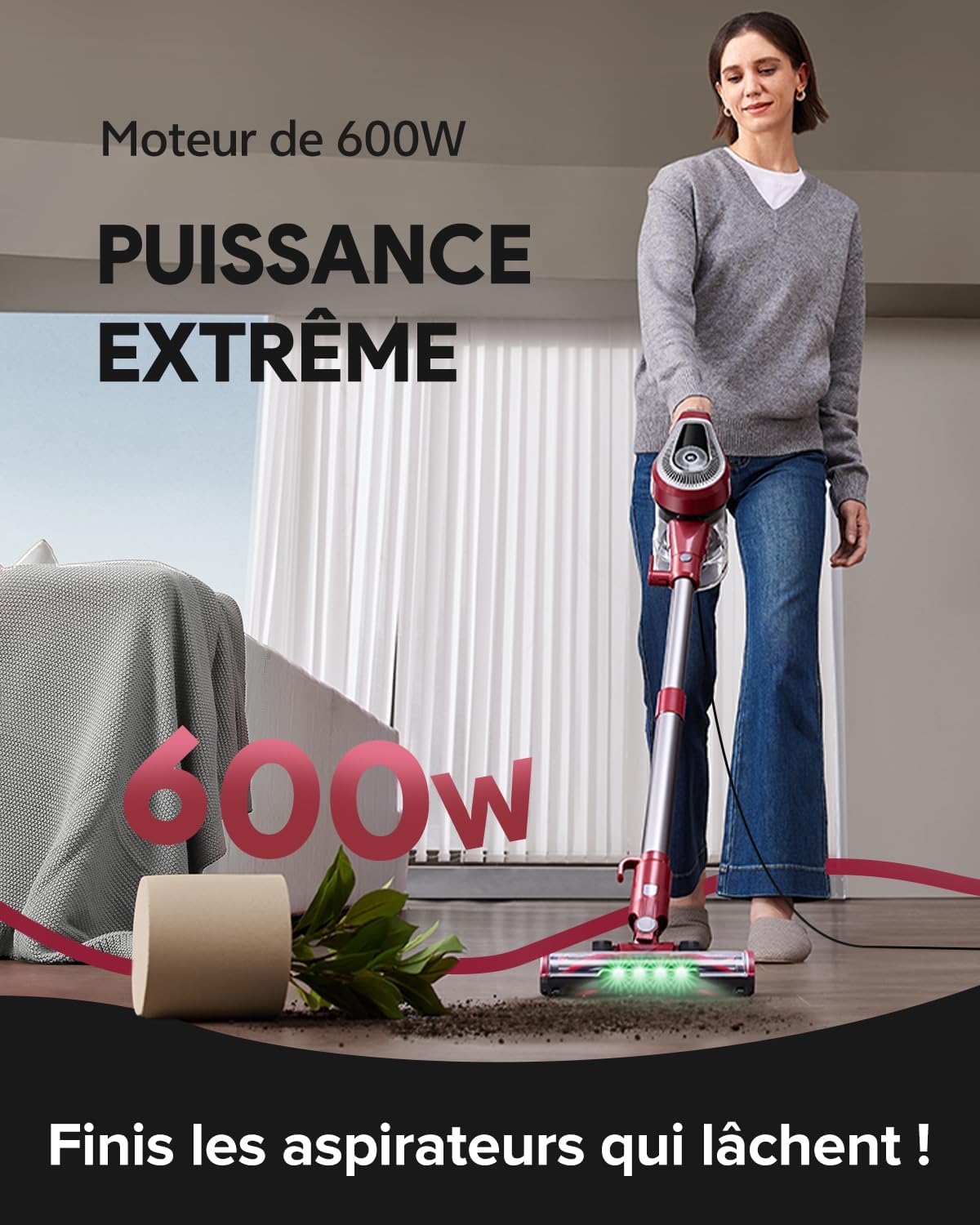 Thumbnail 1 de Vexilar C8 : aspirateur balai avec fil, succion 60 kPa, réservoir 1,5 L et brosse anti-emmêlement