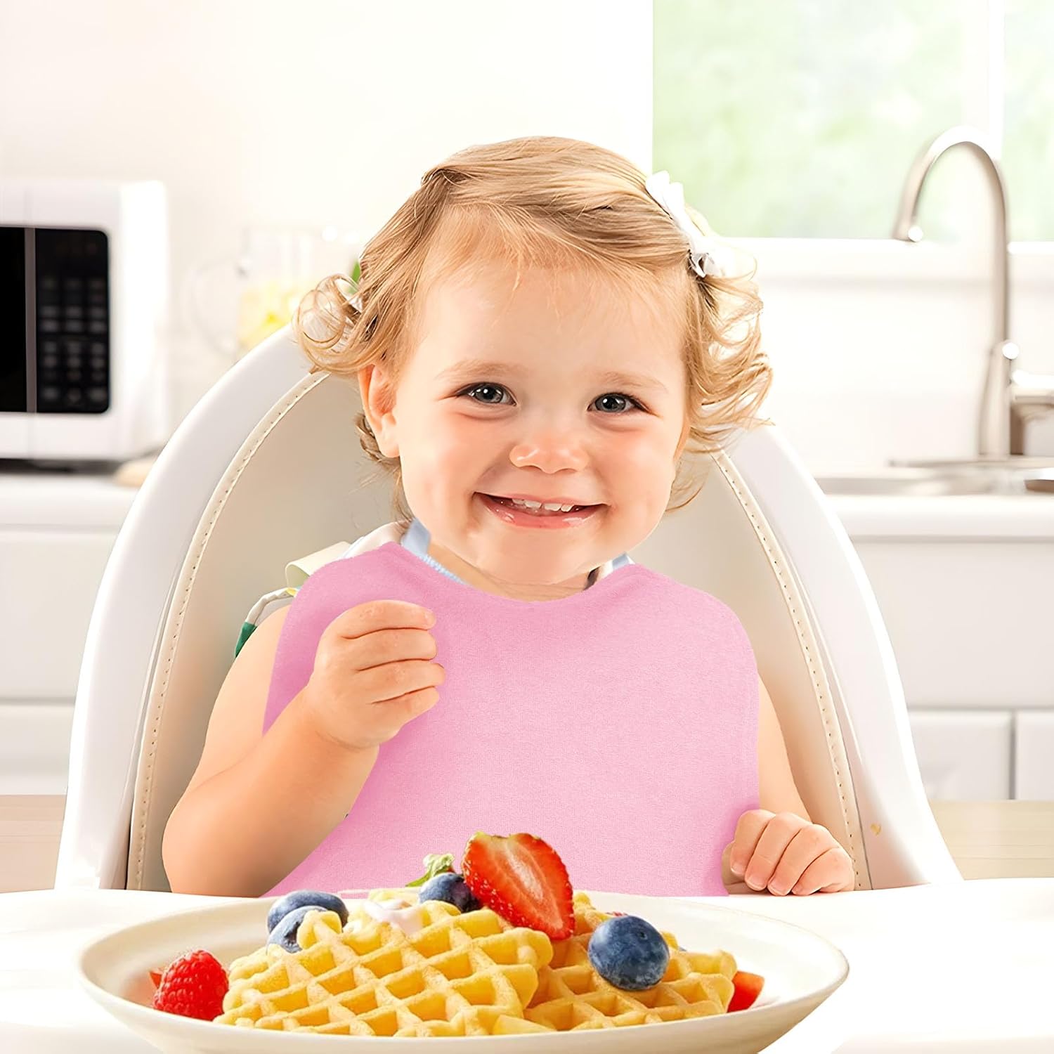 Thumbnail 3 de SLOSH lot de 5 bavoirs imperméables bébé 0-3 ans, élastiques lavables et grand format pour l’école