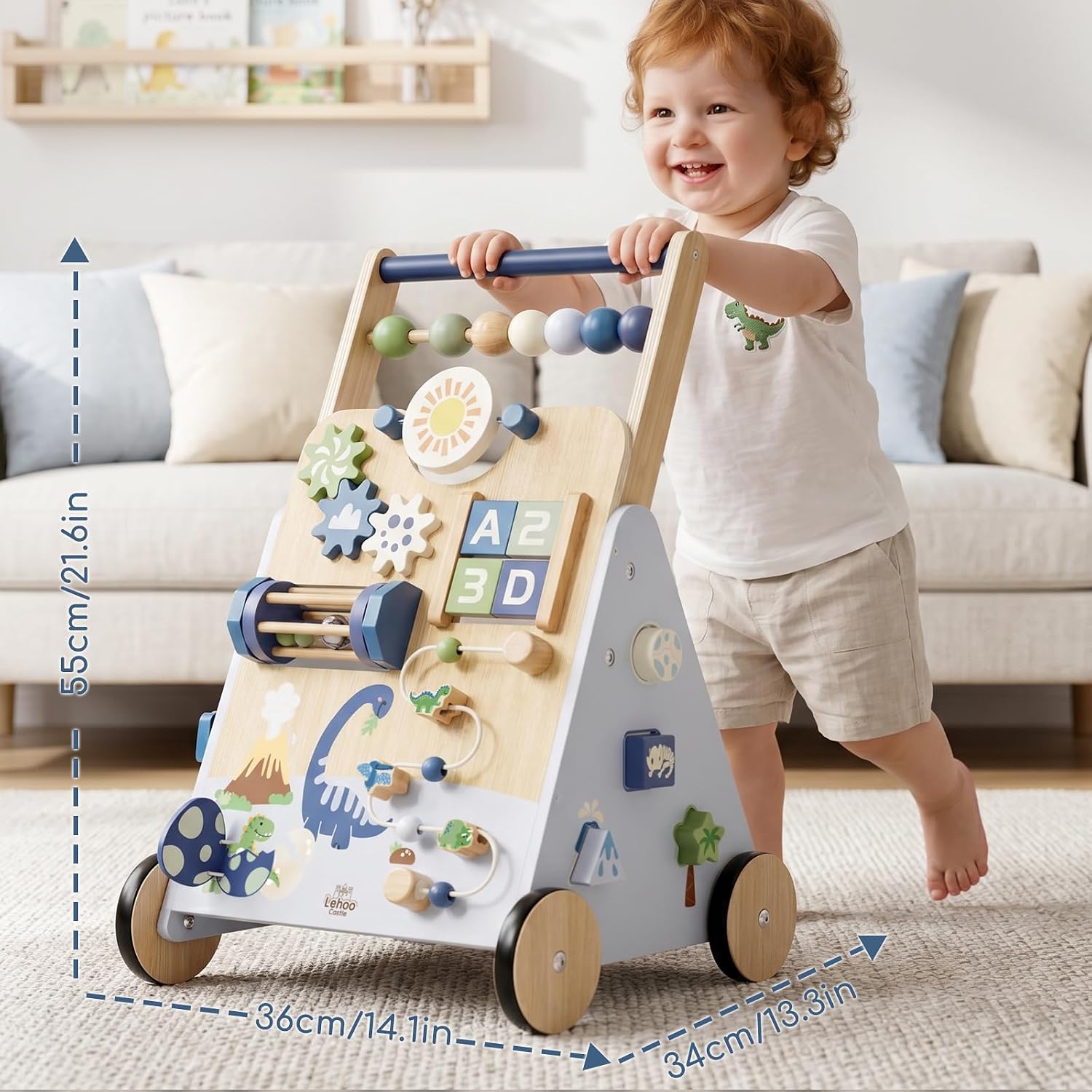 Detalle 2 de Lehoo Castle Dinosaur Wooden Baby Walker Montessori Toy