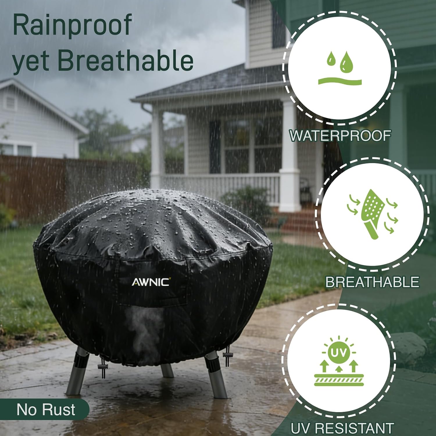 Thumbnail 2 de AWNIC Round Fire Pit Cover 36-Inch