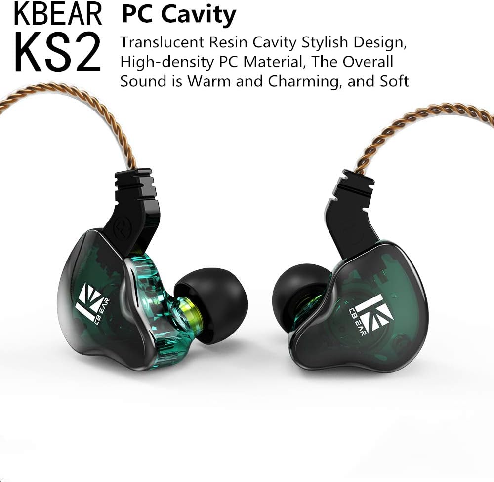 Detalle de KBEAR KS2 Hybrid IEM Earphones, 1BA + 1DD, Detachable Cable, Blue-Purple