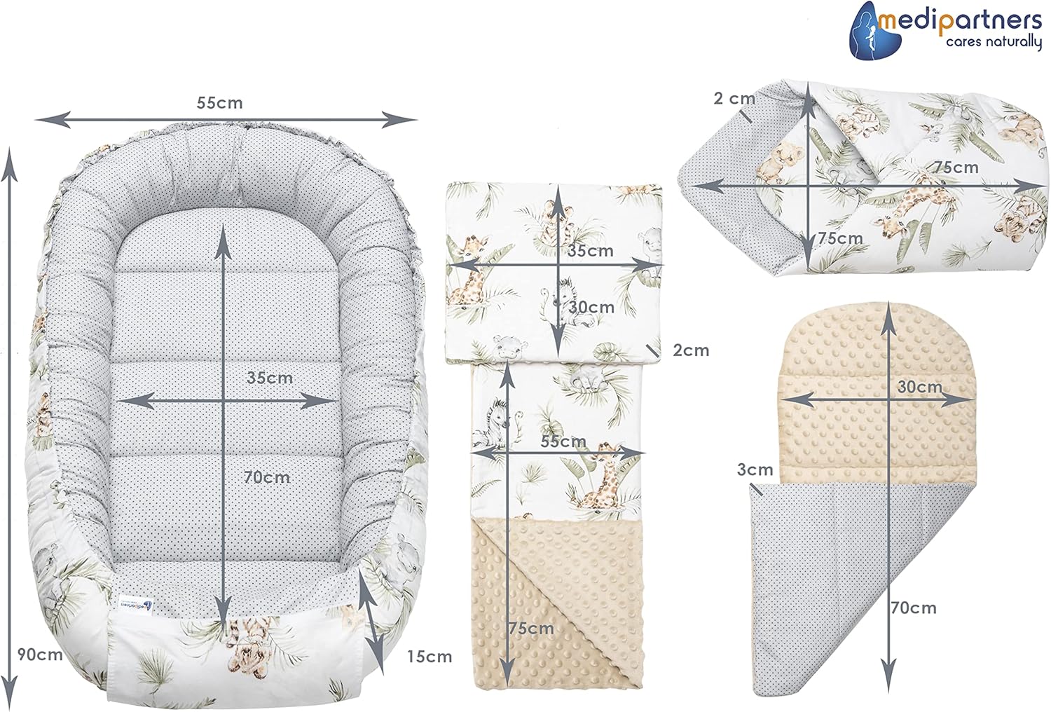 Thumbnail 1 de Medi Partners Nido Bebe Recién Nacido 🚼 Juego 5 Piezas Beige