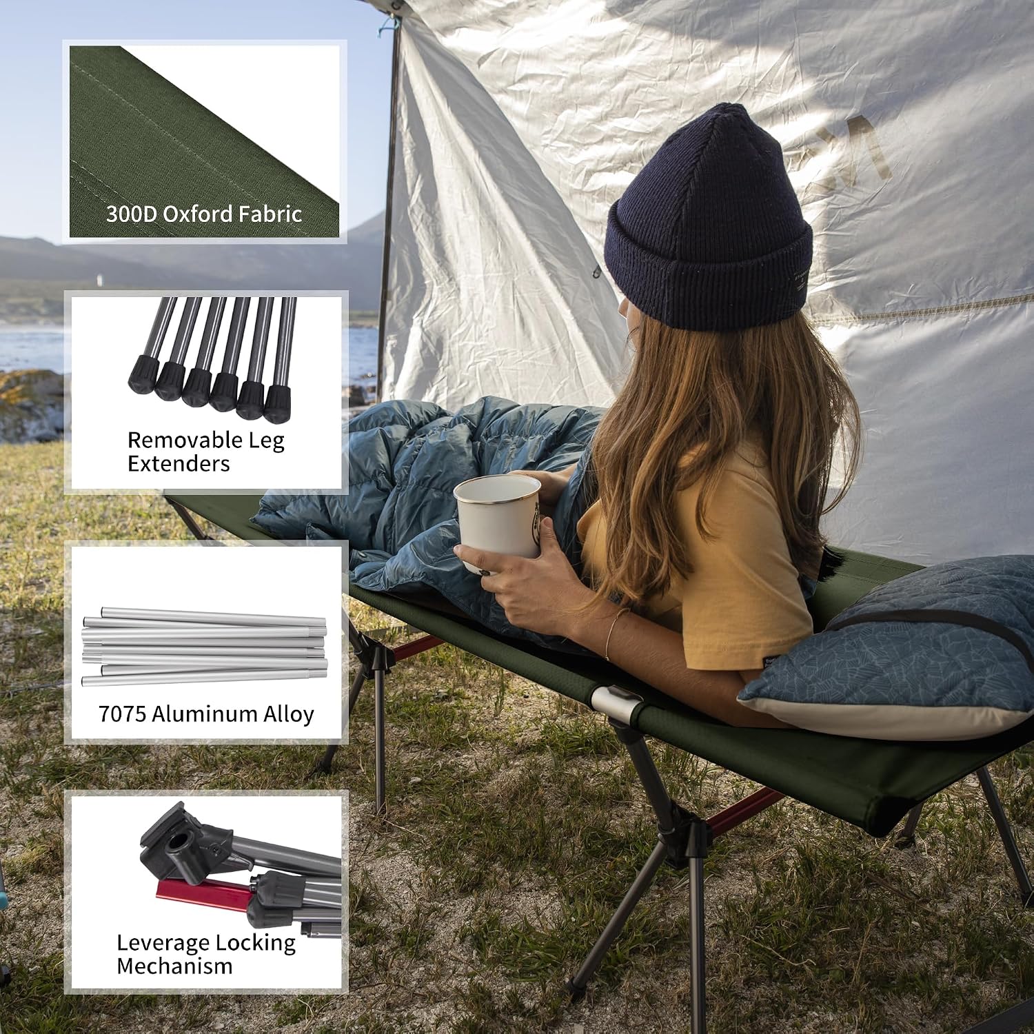 Detalle de Naturehike Folding Camping Cot 7075 Aluminium Alloy