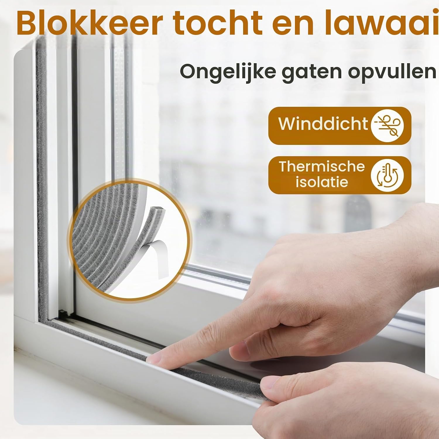 Detalle de Inwee zelfklevende borstelafdichting 6 m, 9 × 5 mm, grijs