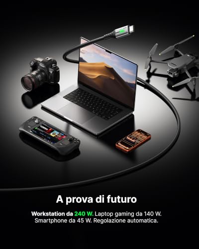 Detalle de INIU Cavo USB-C a USB-C 240 W (confezione da 2) – ricarica ad alta velocità, intrecciato