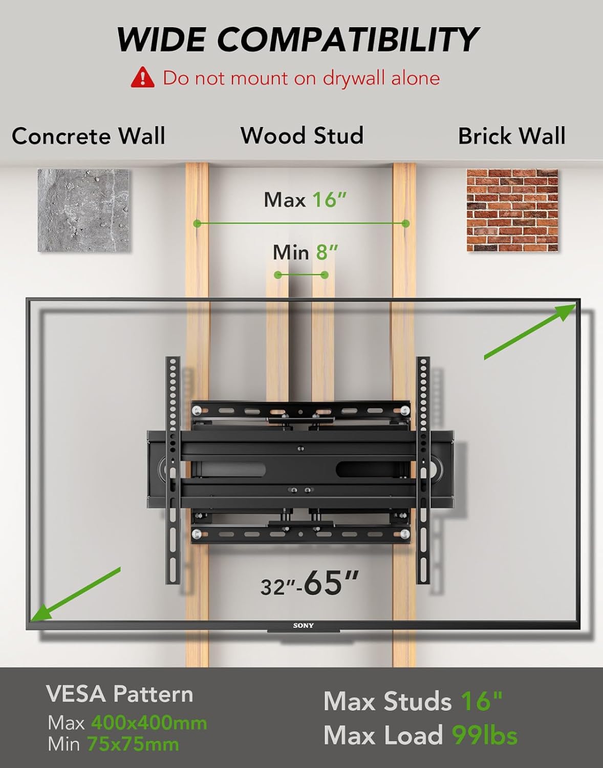 Detalle de AX WABER TV Wall Mount Bracket AX02MB01 for 32-65 Inch TVs