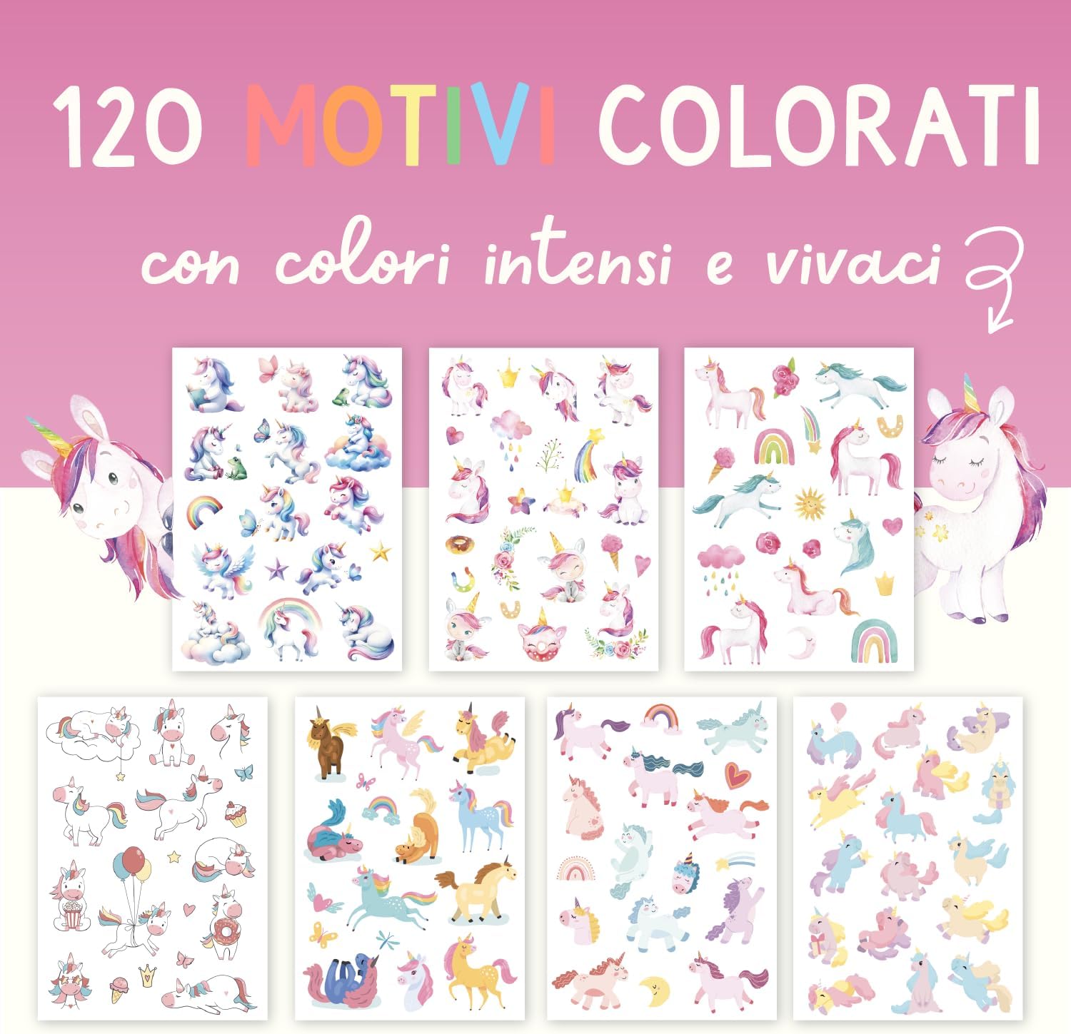 Thumbnail 1 de Famifidus 120 tatuaggi per bambini: set di tatuaggi temporanei skin-friendly per feste e compleanni