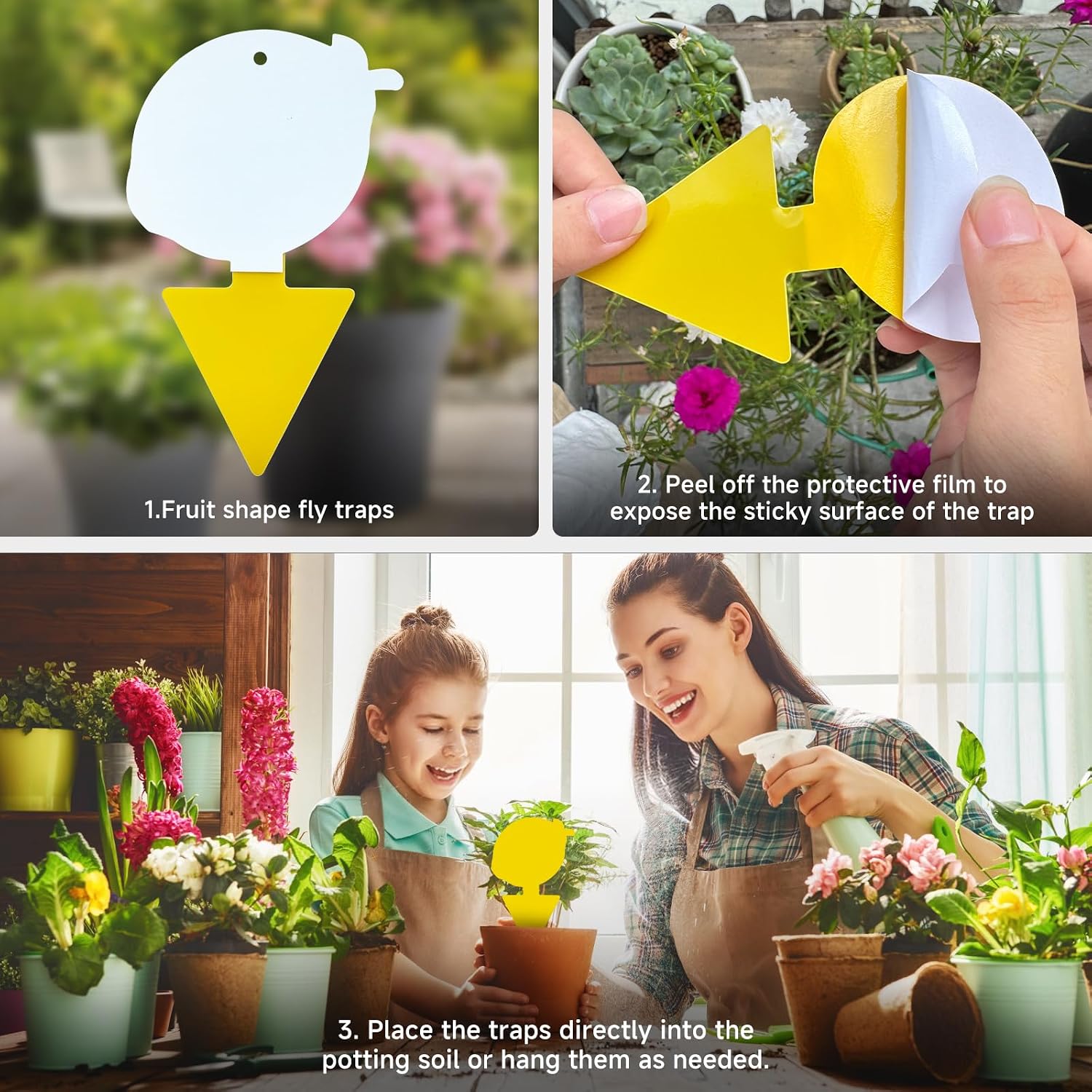 Detalle 2 de Kikalife KFFT-0040 Yellow Sticky Traps for Fruit Flies and Fungus Gnats, 40-Pack