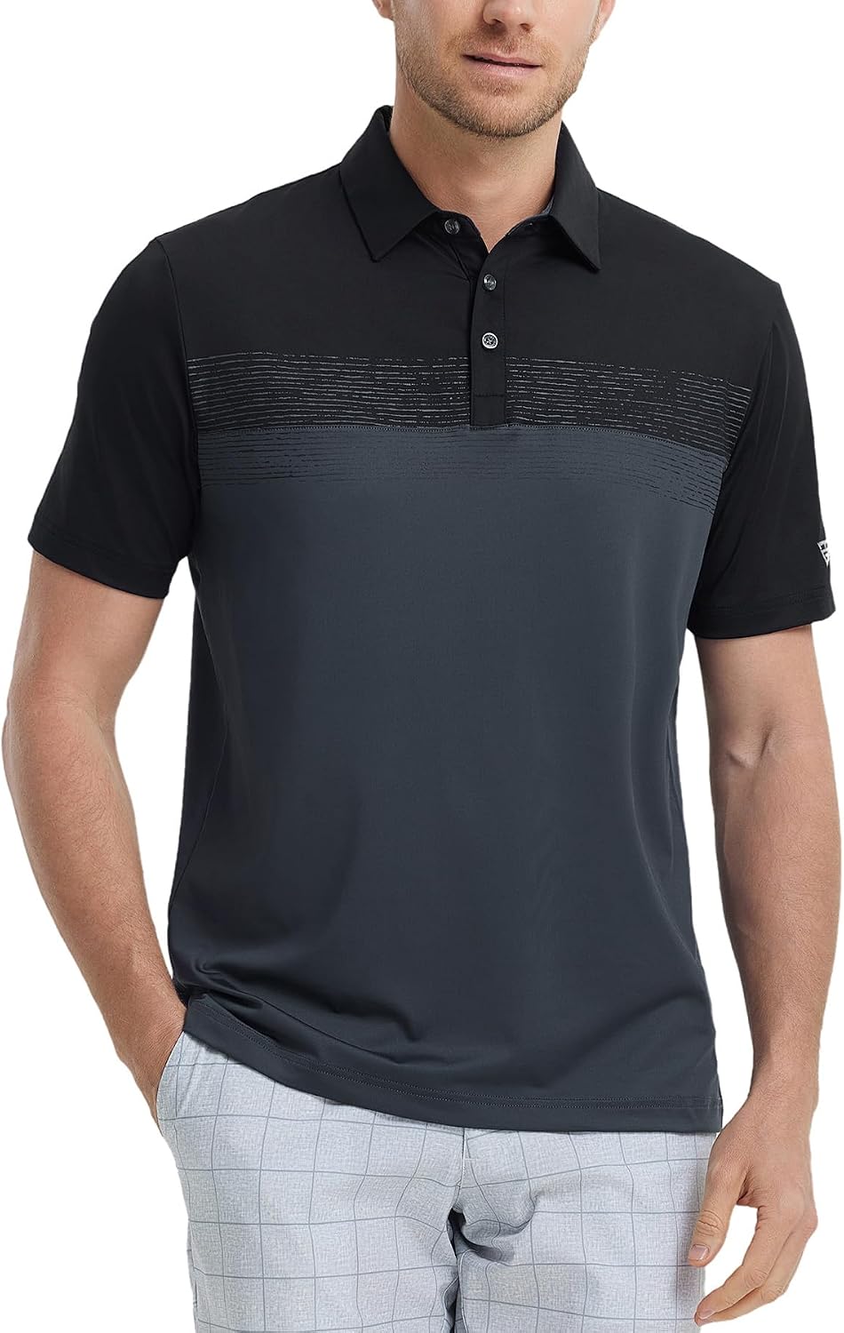 Detalle 2 de M MAELREG Golf Shirts for Men: Dry Fit Performance Polo with Color Block Chest Print