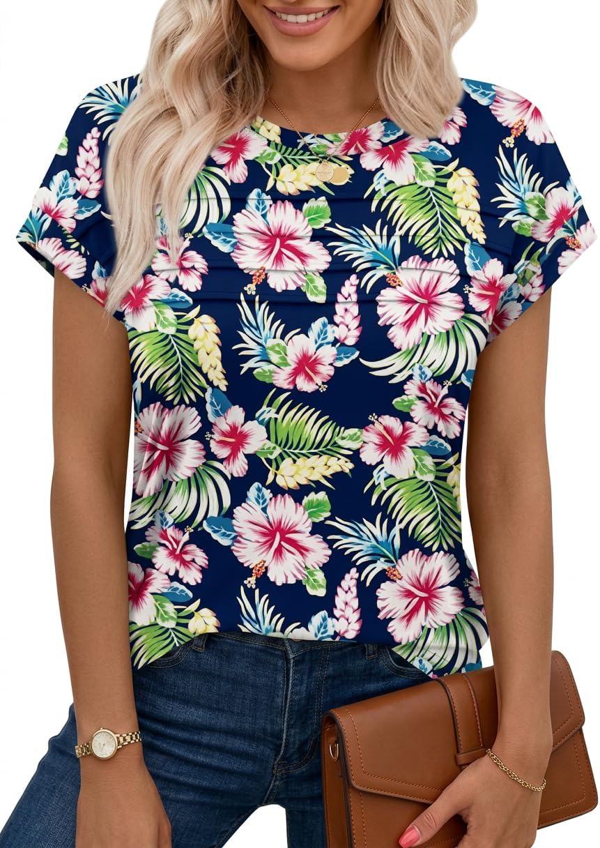 Thumbnail 6 de Chicrise Damen Sommer T-Shirt: Flügelärmel, Falten-Top, Rundhals – Lässiges Ärmelloses Oberteil
