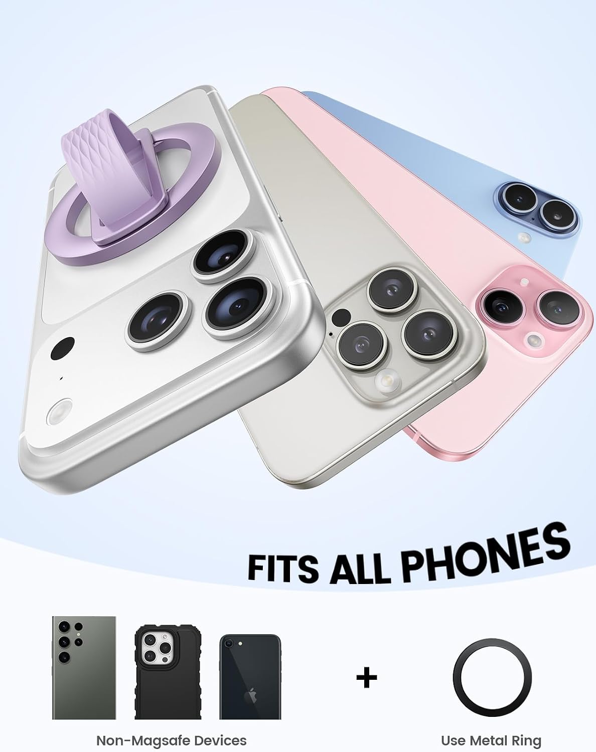 Detalle 2 de Lamicall STRR07-US-PE Magnetic Phone Loop Grip, Lavender Silicone
