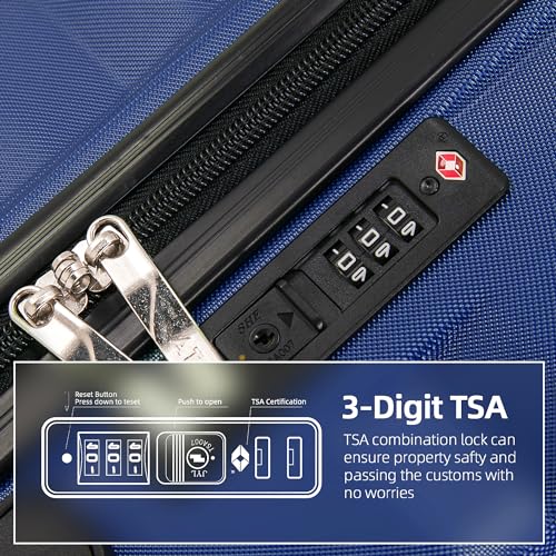 Detalle de ATX Luggage Medium Suitcase 65L with 360° Dual Spinner Wheels – Midnight Blue
