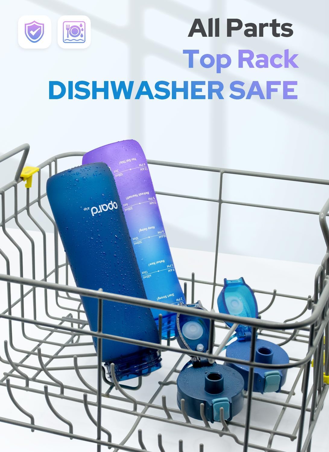 Detalle 2 de Opard 600ml Tritan Zip Bottle with dishwasher-safe flip-top lid (BPA free, leakproof)
