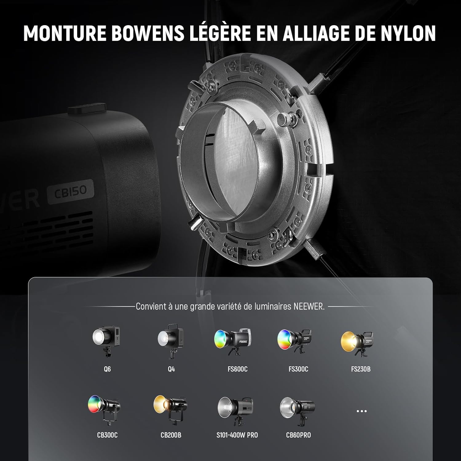 Thumbnail 5 de NEEWER Basics Kit softbox rectangulaire 24"x35" avec diffuseurs et grille compatible Bowens (NS12S)