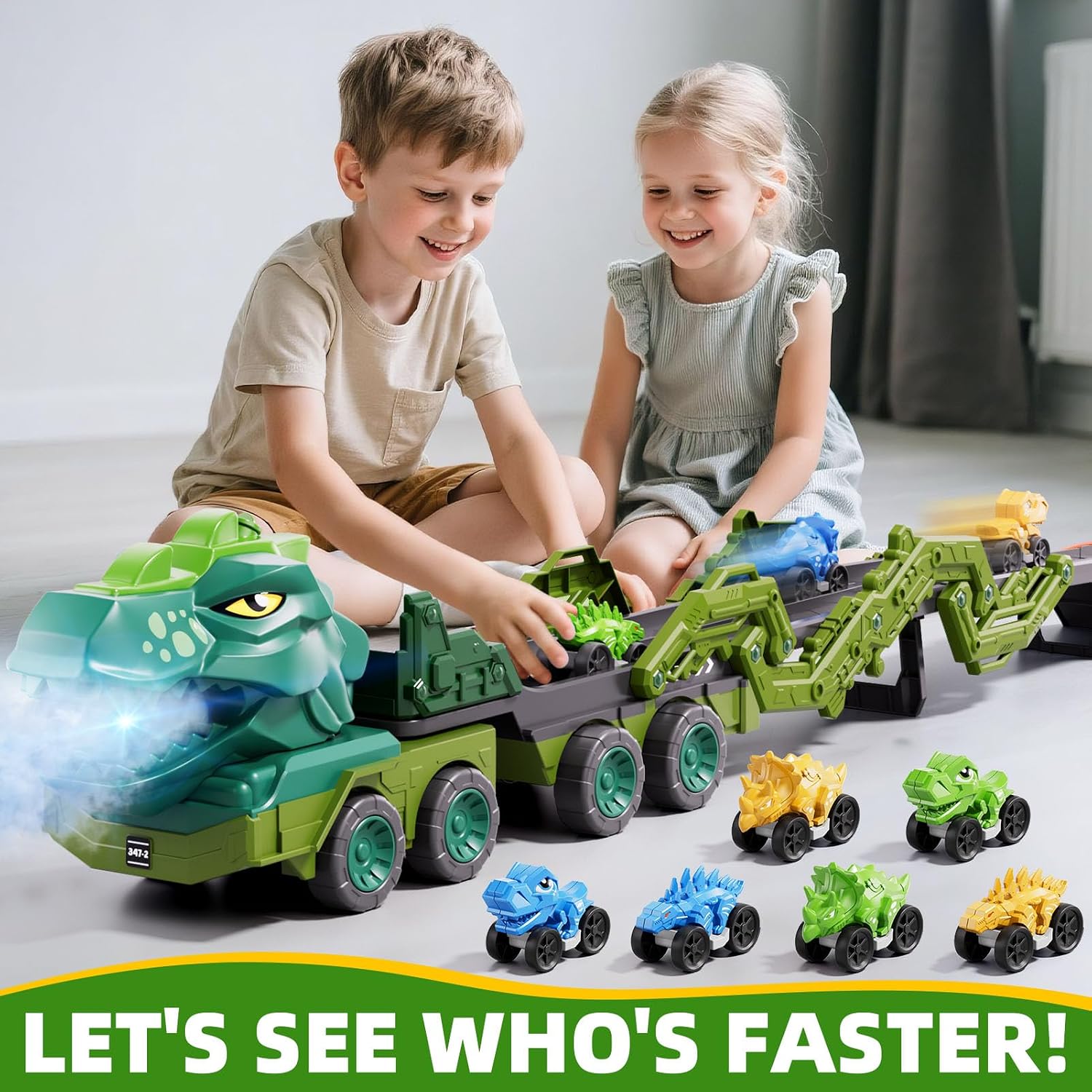 Thumbnail 5 de 10-in-1 Dinosaur Truck Toy with Foldable Track