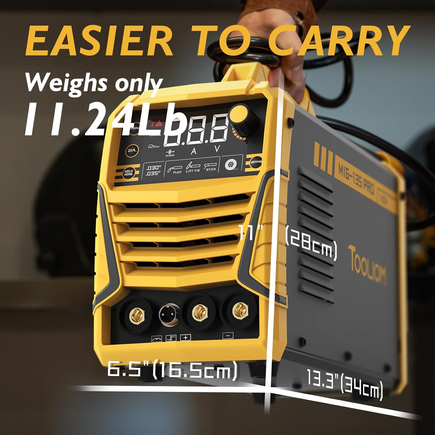 Thumbnail 2 de TOOLIOM 135A Gasless Flux Core MIG Welder 110V (3-in-1 MIG/Stick/Lift TIG) with LCD Display