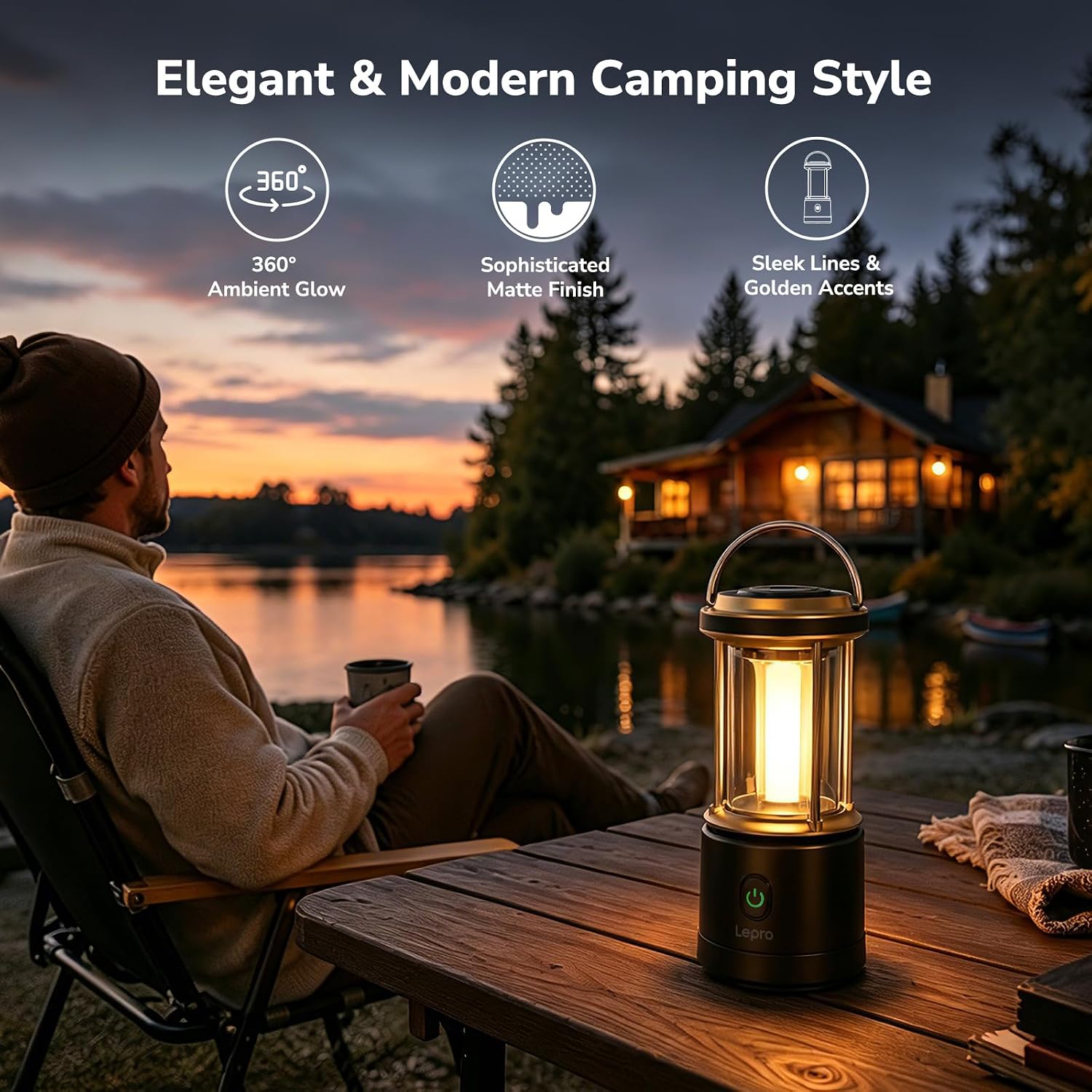 Detalle 2 de Lepro 330044-BK-US 2000LM Camping Lantern, Dual Power, Dimmable, IPX4