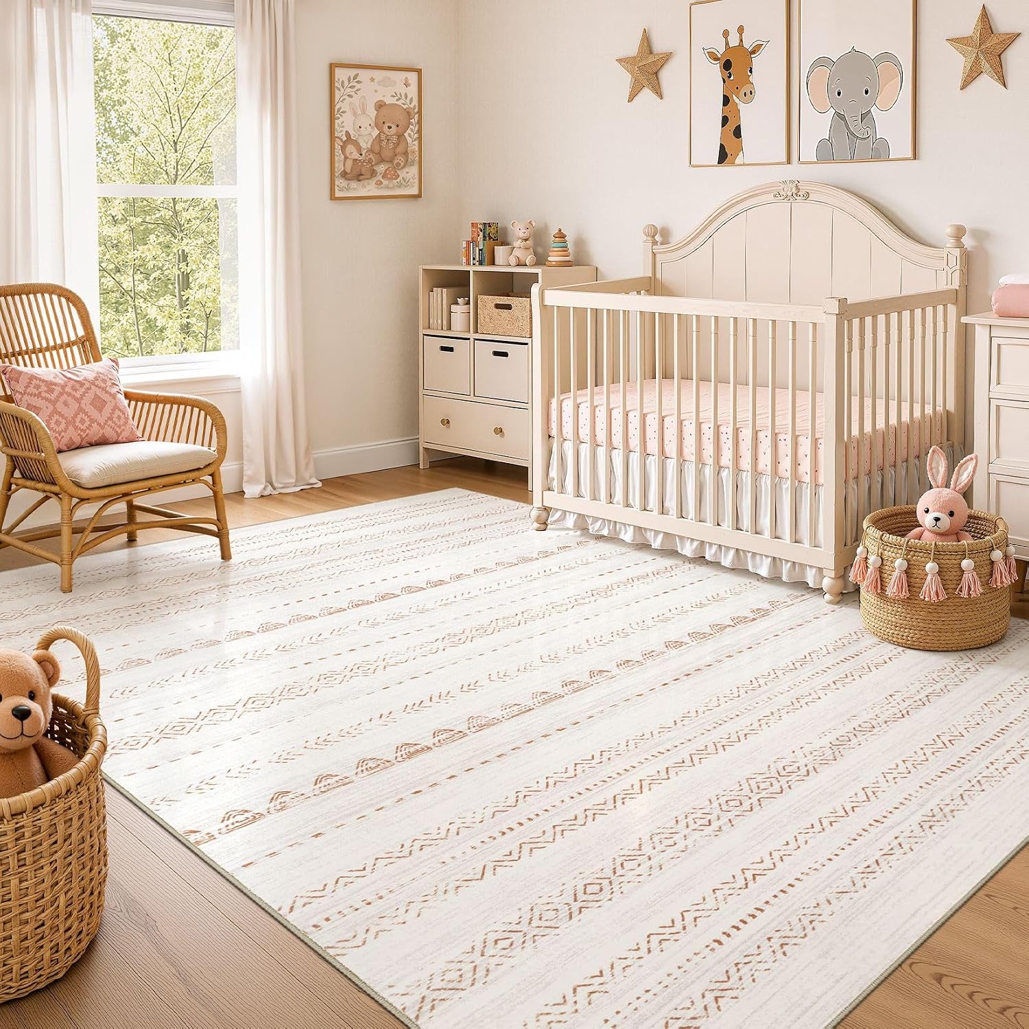 Thumbnail 6 de Nakagishi 10x12 Area Rug Living Room – Washable Boho, Non-Slip, Stain-Resistant, Brown