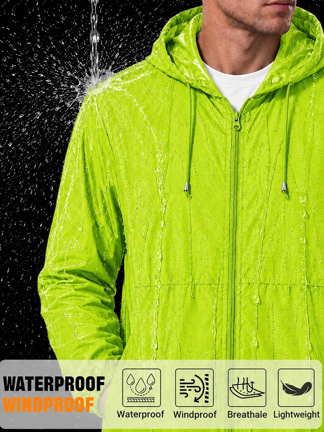 Detalle de Uposiut Men's Rain Jacket, S-5XL