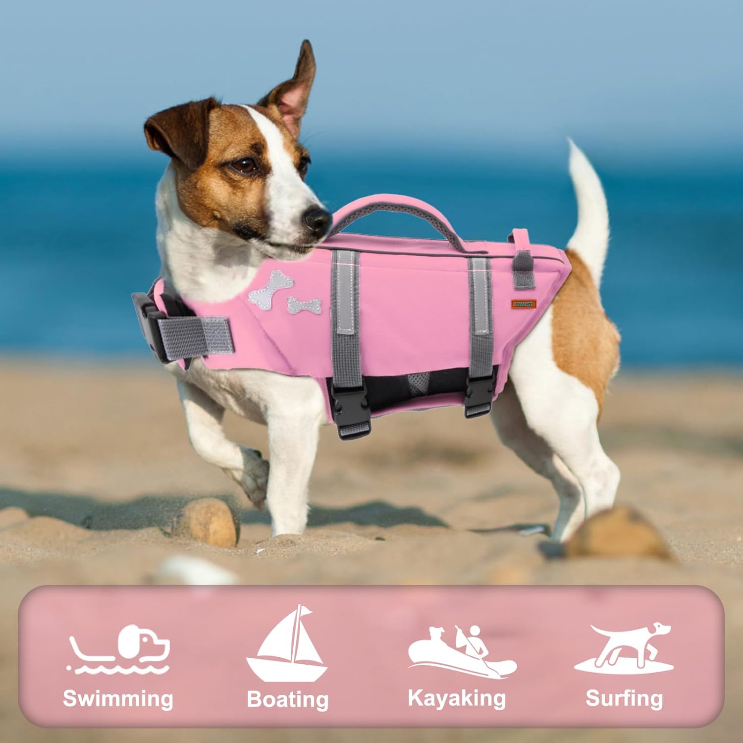 Thumbnail 3 de EMUST Dog Life Preserver in SakuraPink (Medium, M) – good visibility dog flotation vest