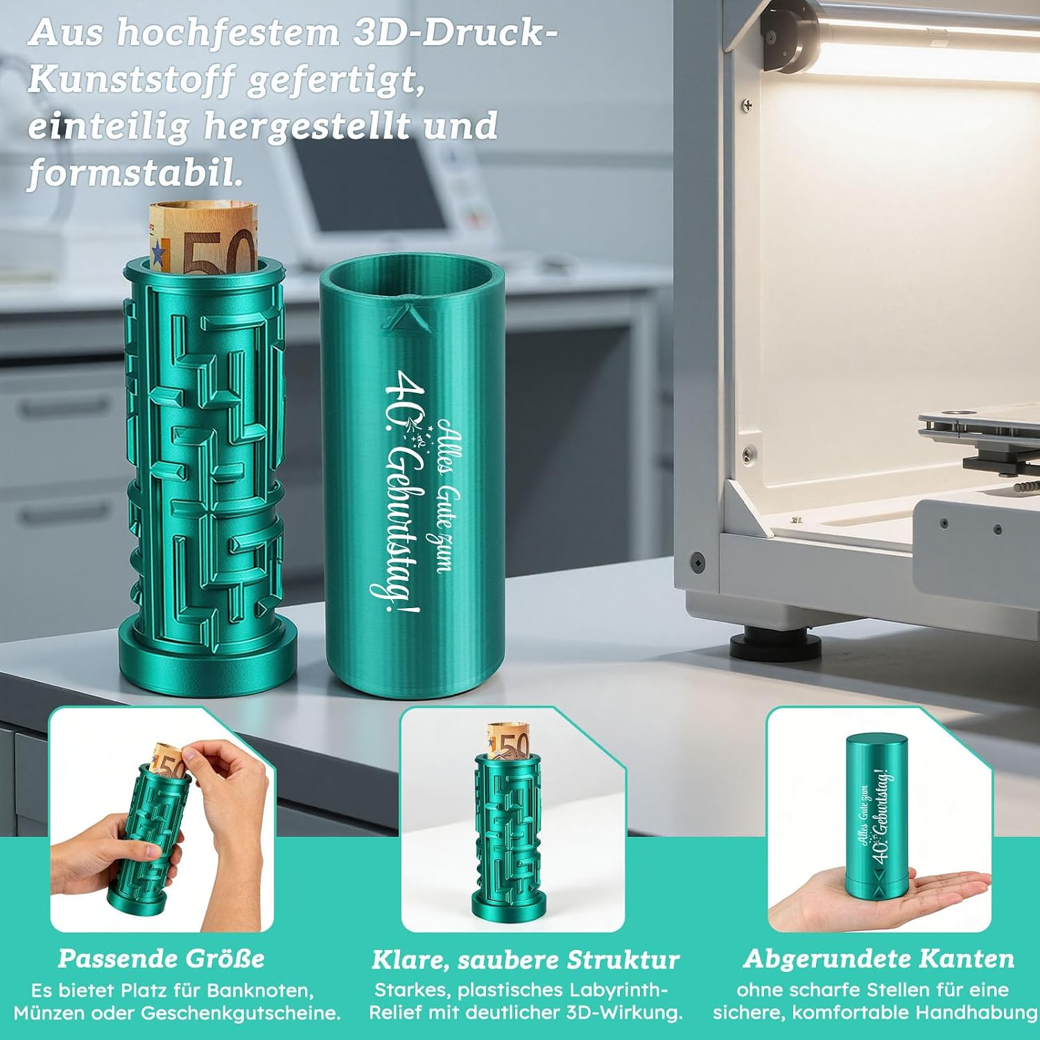 Thumbnail 3 de Anruzon Upgrade Geldgeschenk 40 Geburtstag – Kreative Labyrinthbox mit Spruch „Alles Gute zum 40. Geburtstag!“