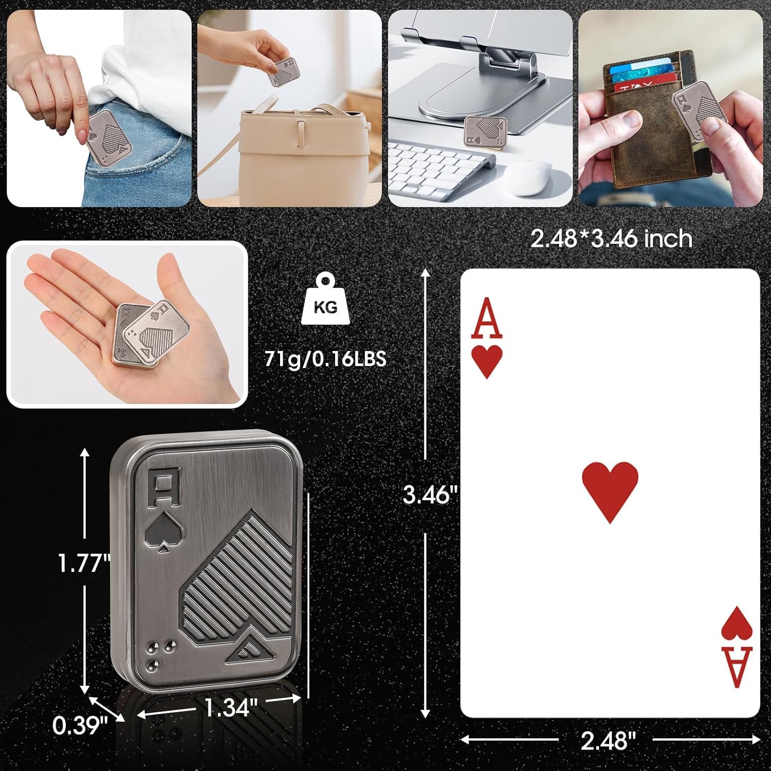 Thumbnail 3 de Bufccy Fidget Slider Metal Poker Push Card (Silver A) — magnetic hand spinner for adults
