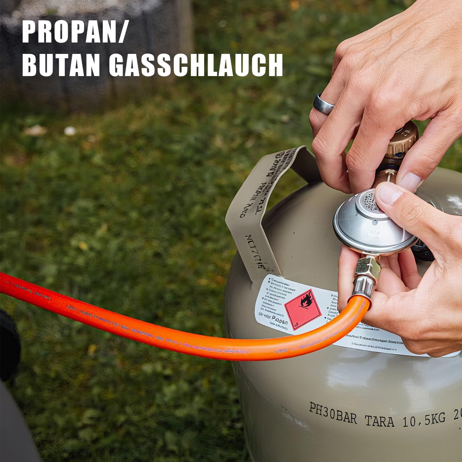 Thumbnail 2 de DOMINOX Industrial Gasschlauch 5 m (G1/4) mit Schelle – Propan/Butan, 2×1/4