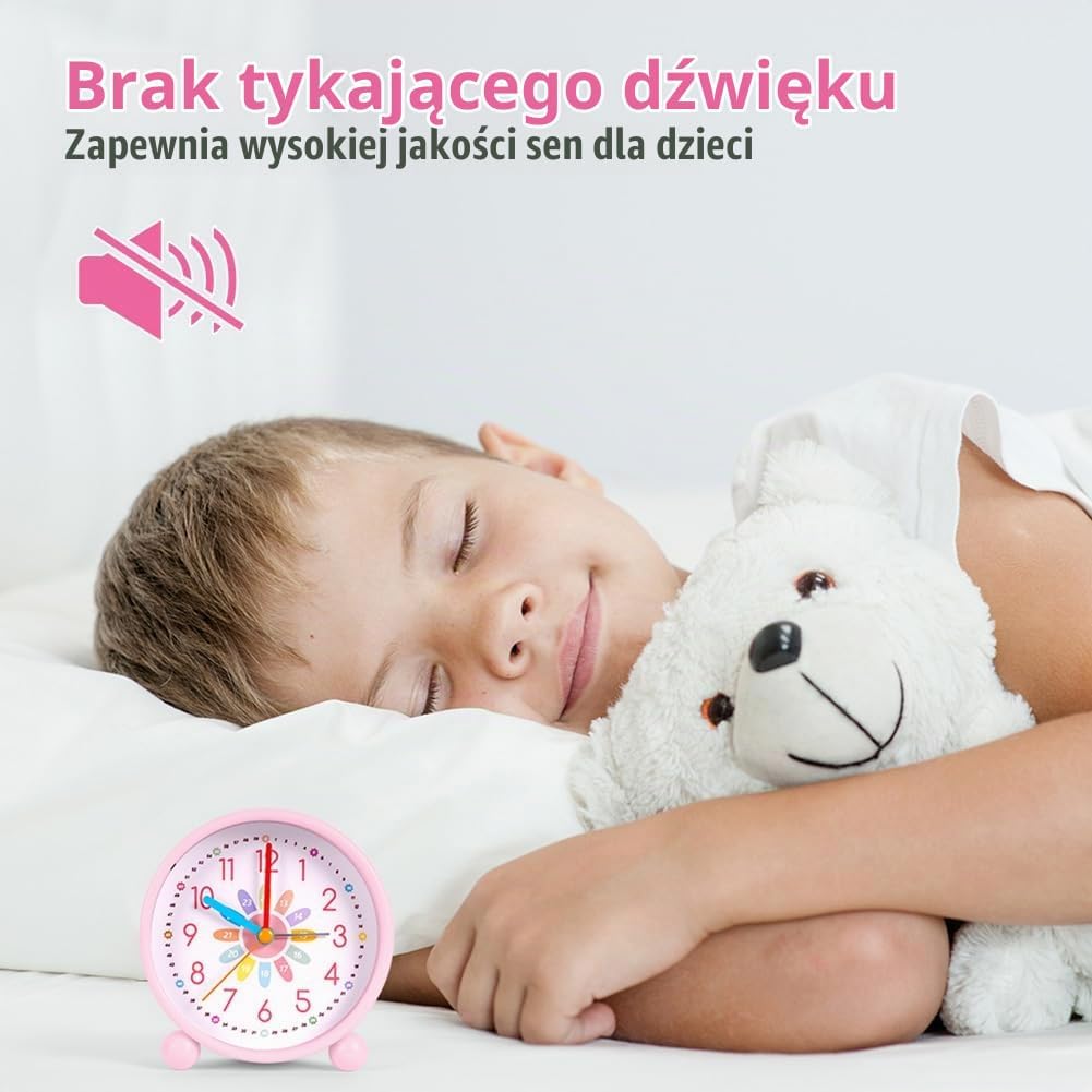Detalle de OSDUE P2-KTNZBO250731-FBA – analogowy budzik dla dzieci, cichy, okrągły 10 cm