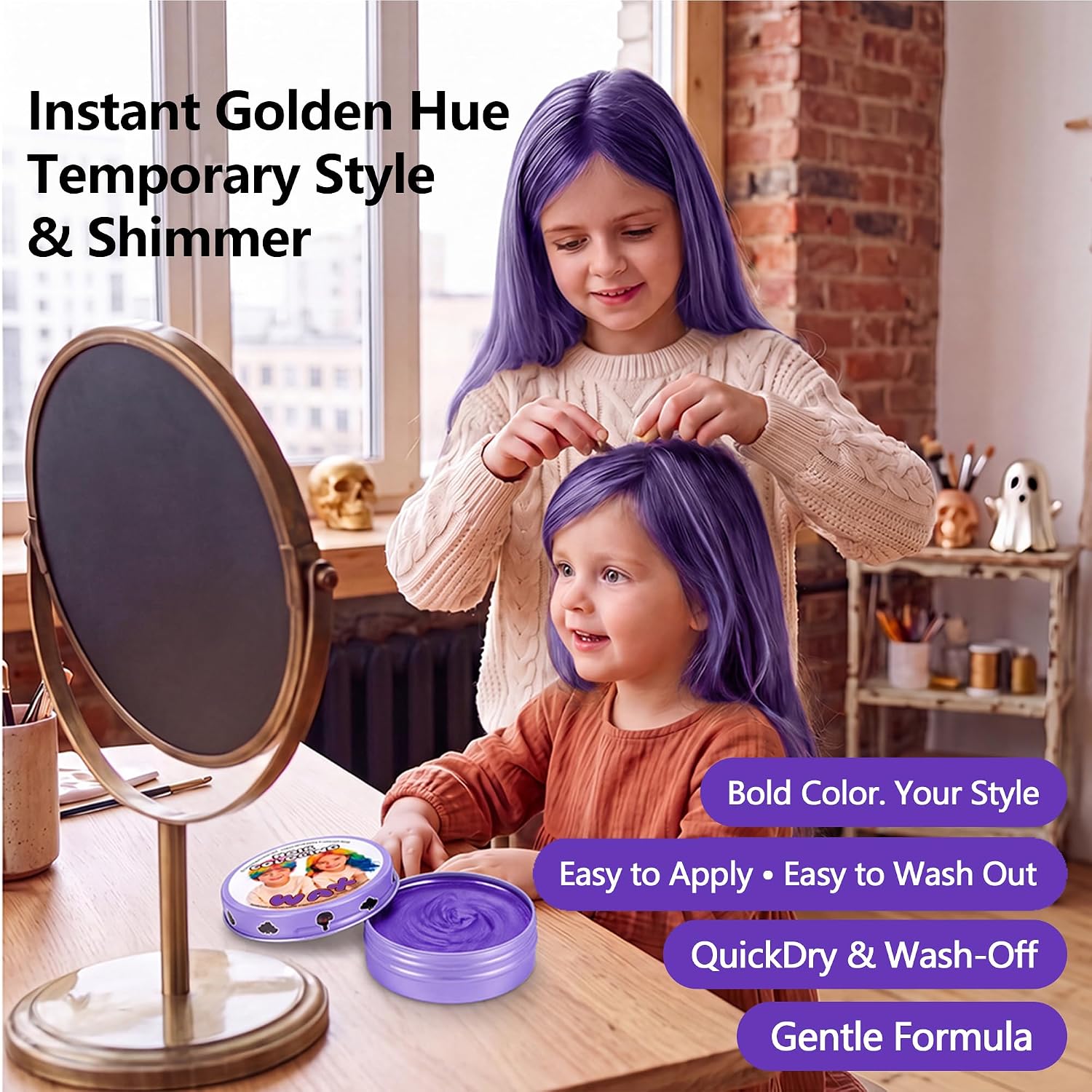 Detalle de KENINA Temporary Purple Hair Color Wax, Washable Styling Color for Kids and Adults
