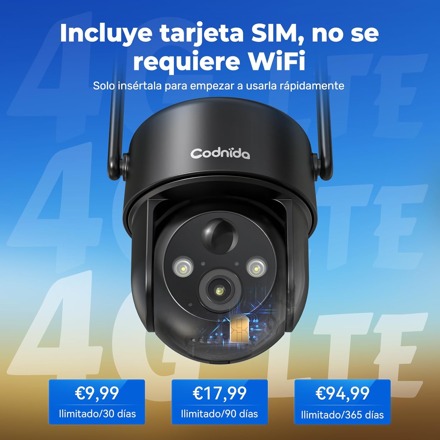 Thumbnail 2 de Codnida 4G LTE Cámara Vigilancia Solar 2K