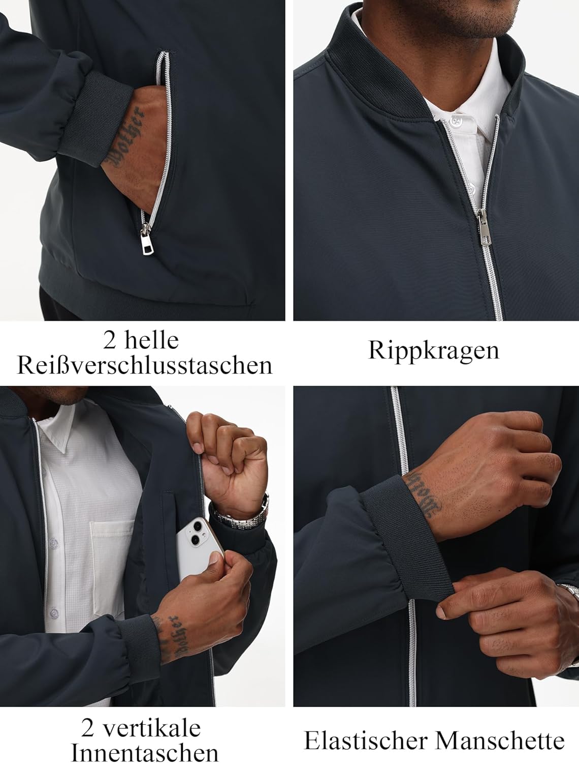 Thumbnail 3 de YuKaiChen Übergangsjacke Herren – Leichte Bomberjacke aus Softshell mit Reißverschlusstaschen