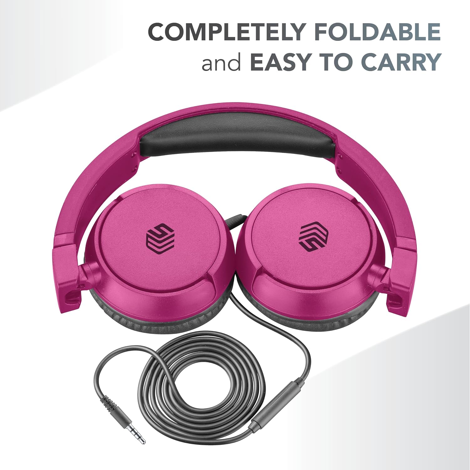 Detalle de Music Sound Casque Fil Basic — Supra-auriculaire, bandeau rétractable, micro intégré, câble anti-nœuds 1,2 m, rose