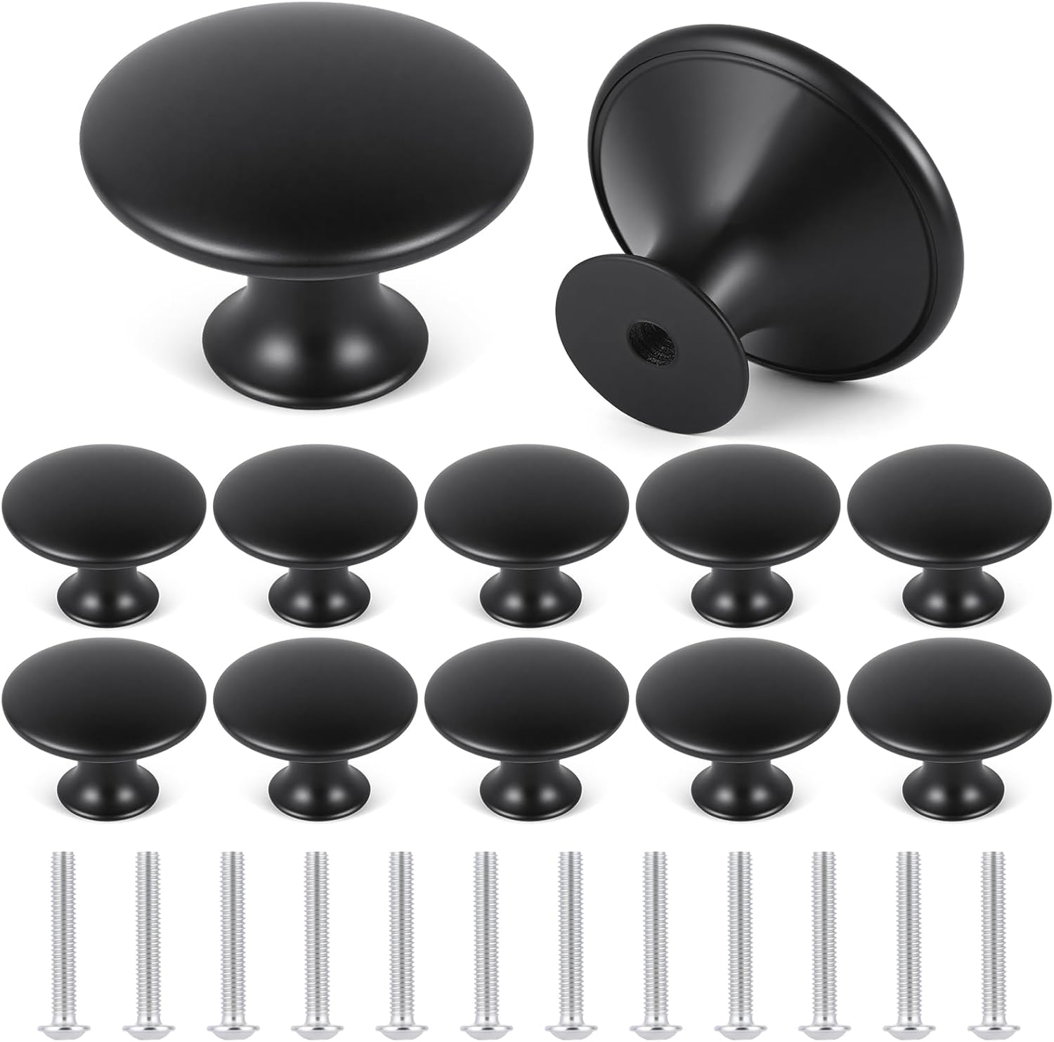 Detalle de OSDUE P2-CTBSBLACKW251017-FBA möbelknoppar, 12-pack, svarta, 30 mm