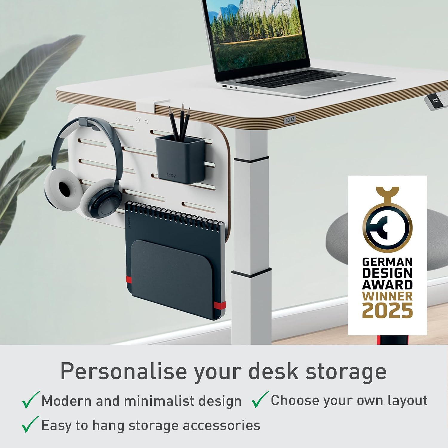 Thumbnail 2 de Leitz Ergo Small Pegboard Desk Organiser 65480000 (White) with Desk Tidy Accessories