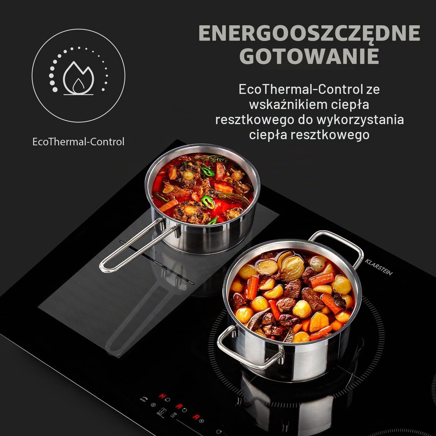 Detalle 2 de Klarstein Delicatessa – płyta indukcyjna do zabudowy 90 cm, 5 stref, ThermoBoost