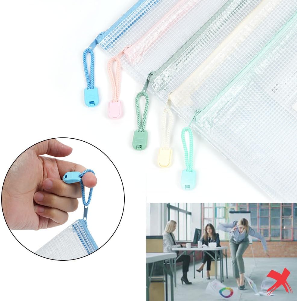 Thumbnail 5 de Vicloon Dokumententasche A3+A4+A5 (15-teilig) – wasserdichte Mesh-Reißverschlusstaschen mit Etikett (weiß)