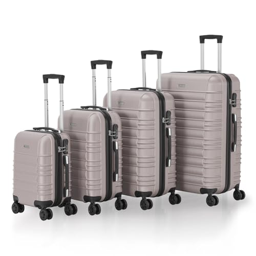 Detalle de Juskys set valigie rigide 4 pezzi con lucchetto a combinazione e ruote 360° – champagne