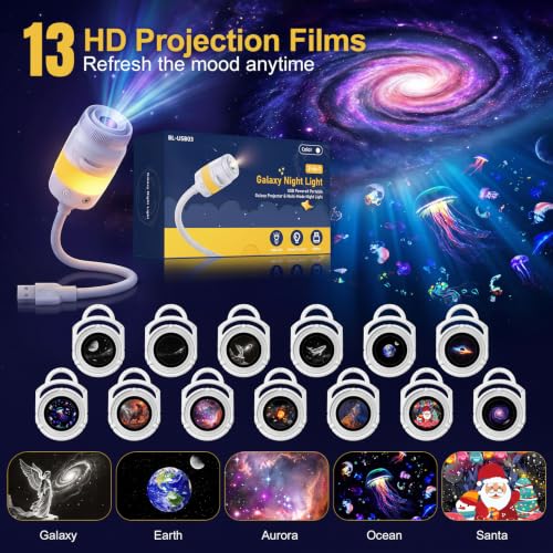 Detalle de Lazenry Luce Notturna Proiettore Galassia 3 in 1 – HD 5D, Rotazione 360°, USB