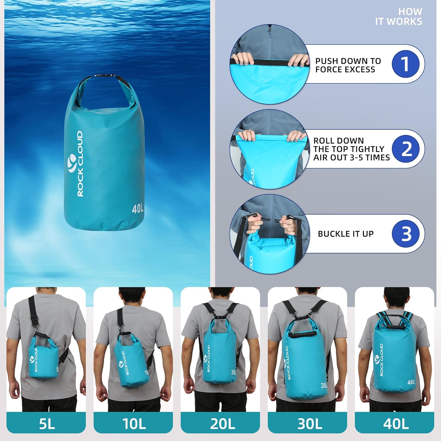 Detalle 1 de ROCK CLOUD Dry Bag Waterproof 40 L