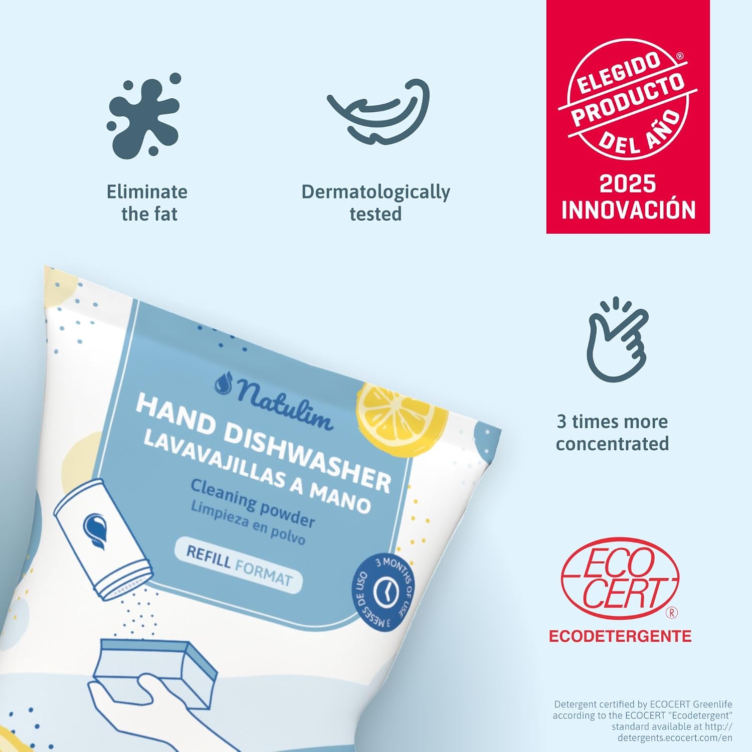 Detalle 2 de Natulim Pack Lave-vaisselle à la main – Écologique et efficace pour votre vaisselle
