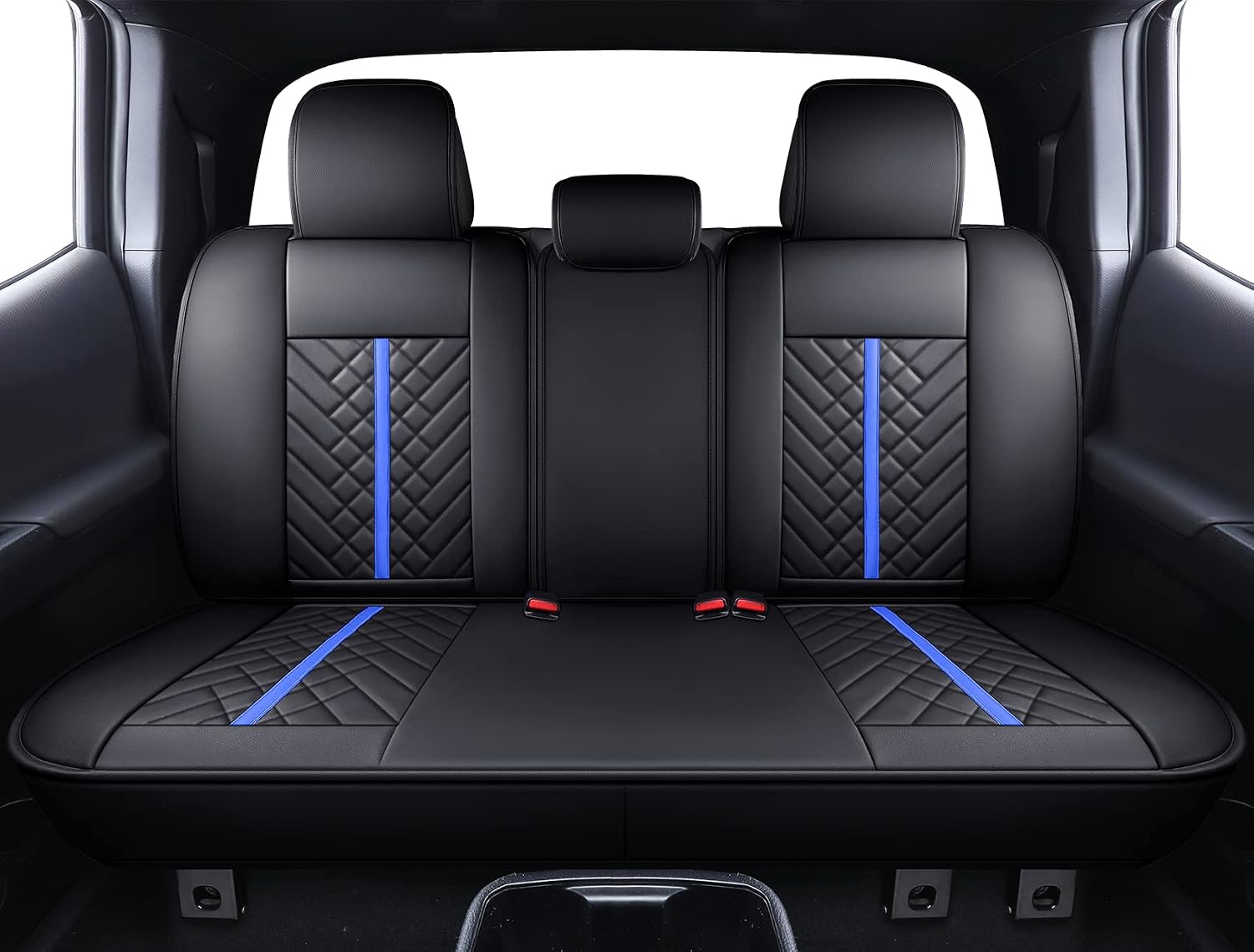 Detalle de Tomatoman Tacoma Car Seat Covers for Toyota Tacoma (2005-2026) — Full Set in Black-Blue