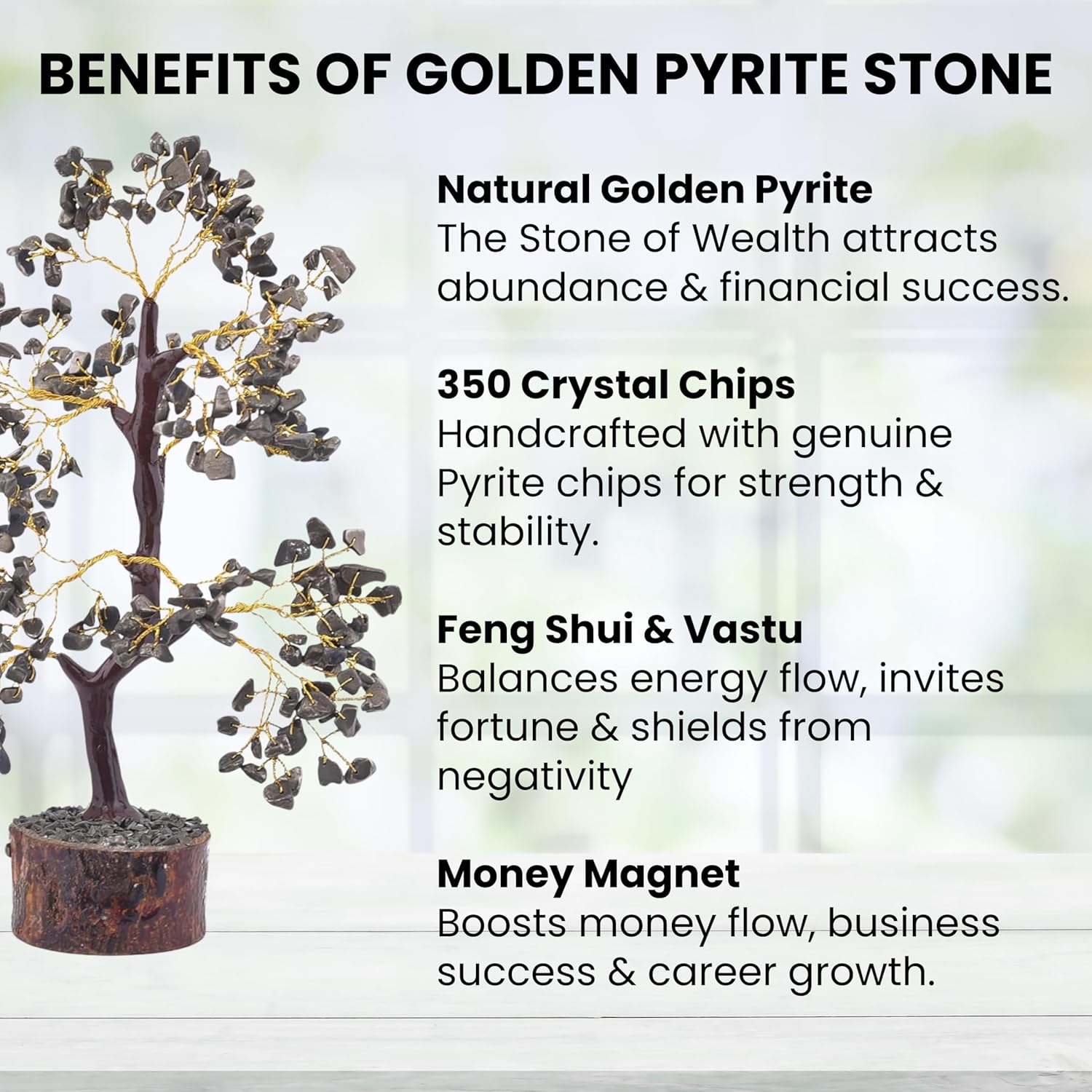 Detalle de RebuyPyrite Tree (Big) – Natural Handmade Pyrite Gemstone Tree for Abundance and Prosperity