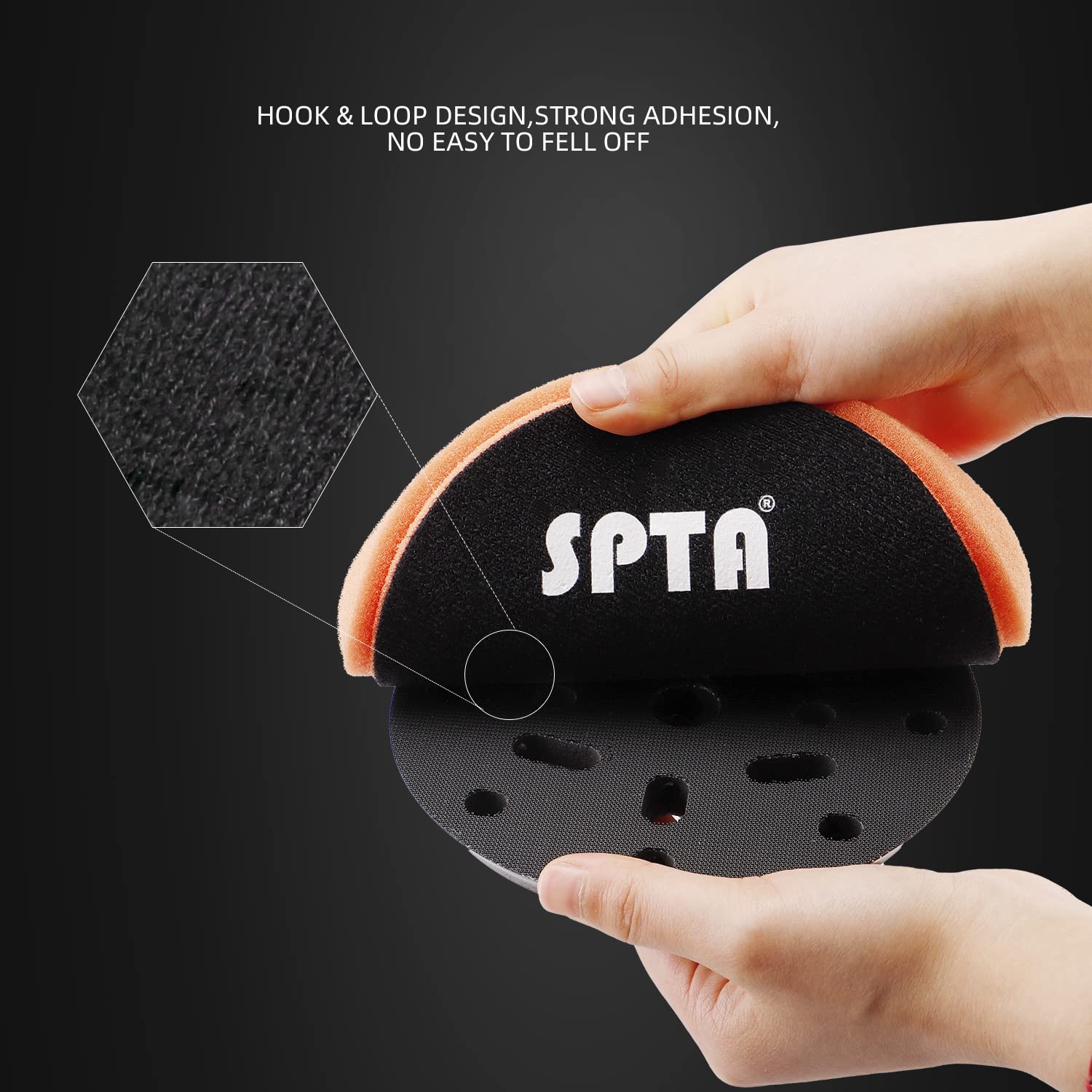 Detalle de SPTA 3-tlg Orange T40 Polierschwamm mit Mittlerer Schnitt – 125 mm für Exzenter- und Rotationspoliermaschinen