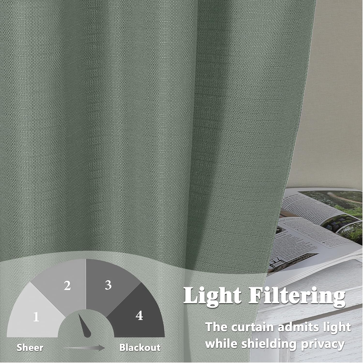 Thumbnail 2 de Gwine Sage Green Curtains 72" 2-panel set 🪟