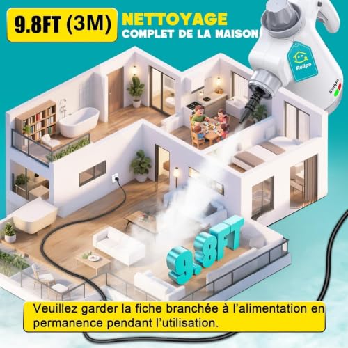 Thumbnail 7 de Rolipo Nettoyeur Vapeur Portatif 1050W – Nettoyage Haute Température sans Chimie