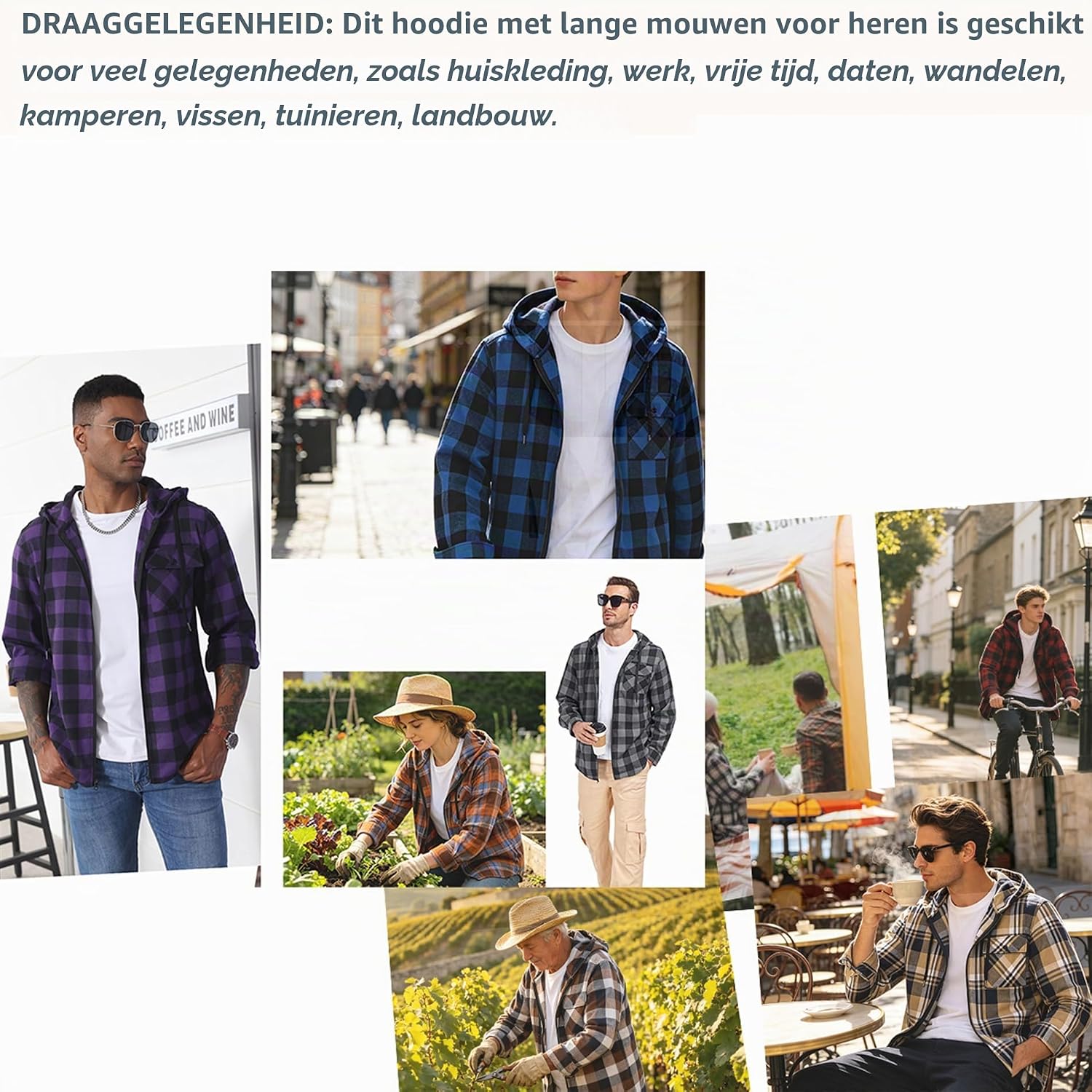 Thumbnail 1 de SwissWell geruit flanellen herenoverhemd met capuchon en rits
