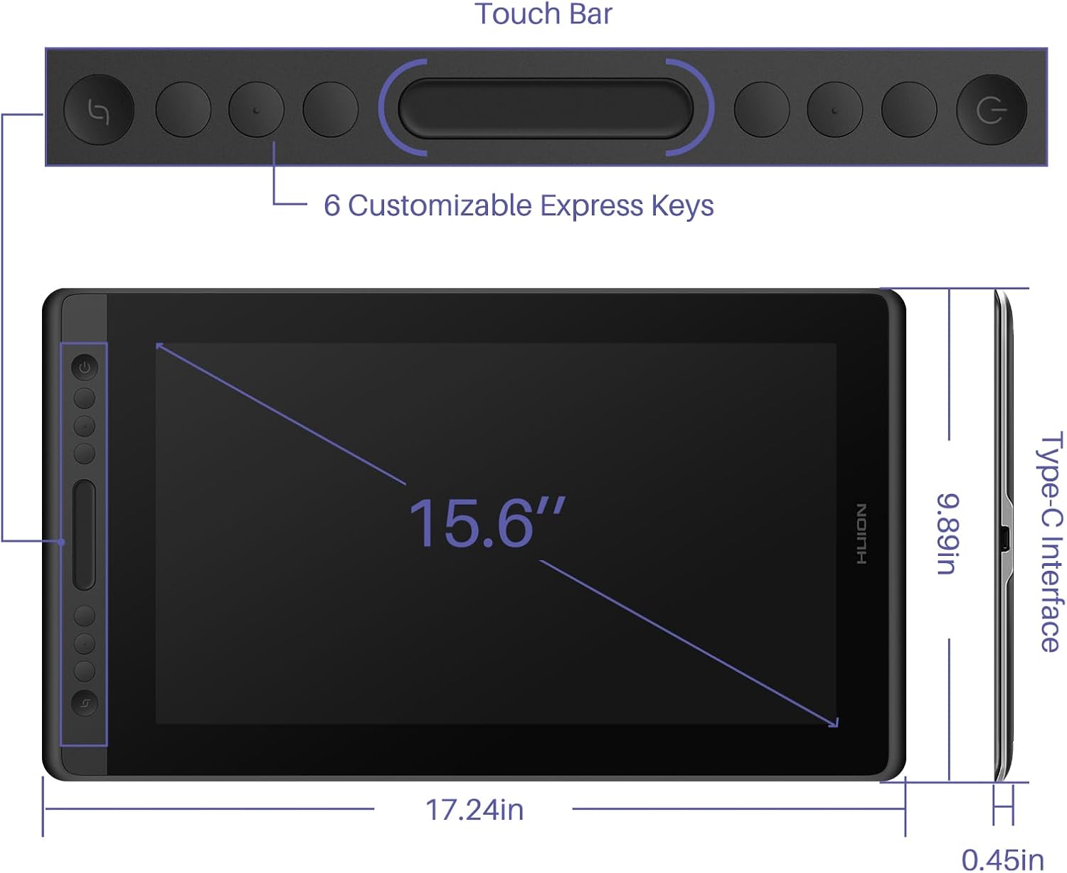 Detalle 2 de HUION KAMVAS Pro 16 Drawing Tablet with 15.6-Inch Full-Laminated Screen