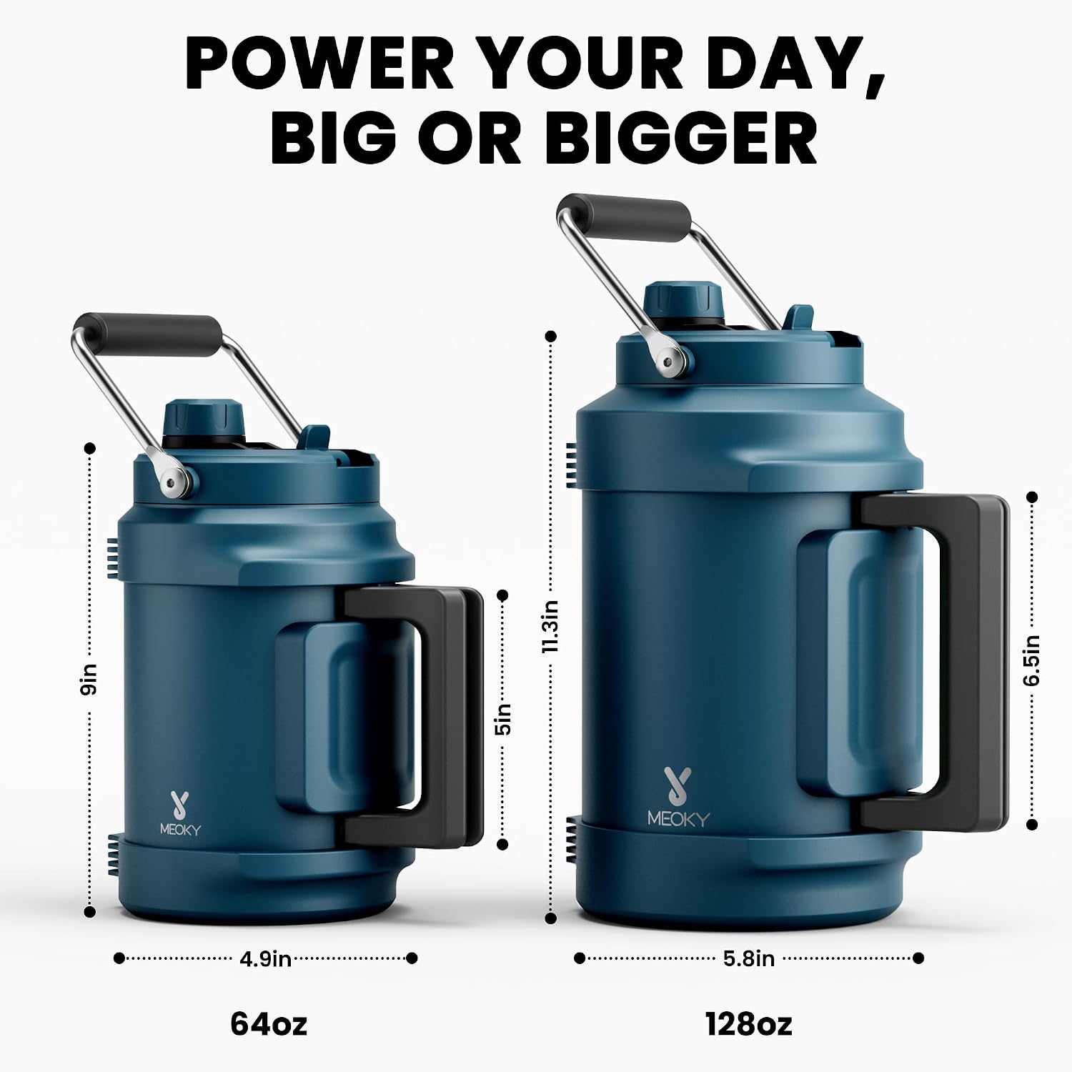 Thumbnail 6 de Meoky 64 oz Insulated Water Bottle with Triple-Wall Vacuum Stainless Steel (Denim)