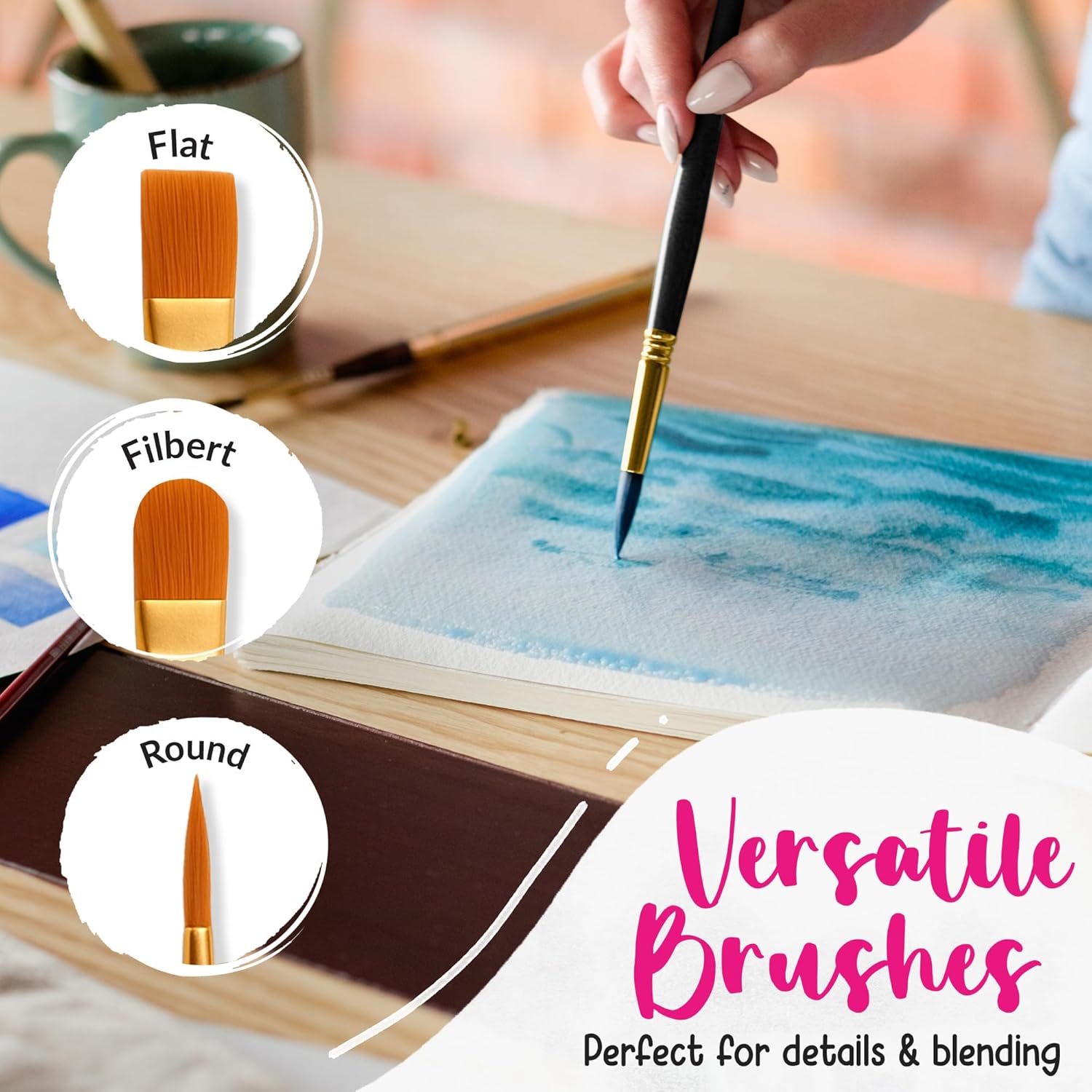 Thumbnail 5 de FunCils 100 Watercolour Paint Set (100 vibrant colours) with palette, brushes, pens and travel paper kit