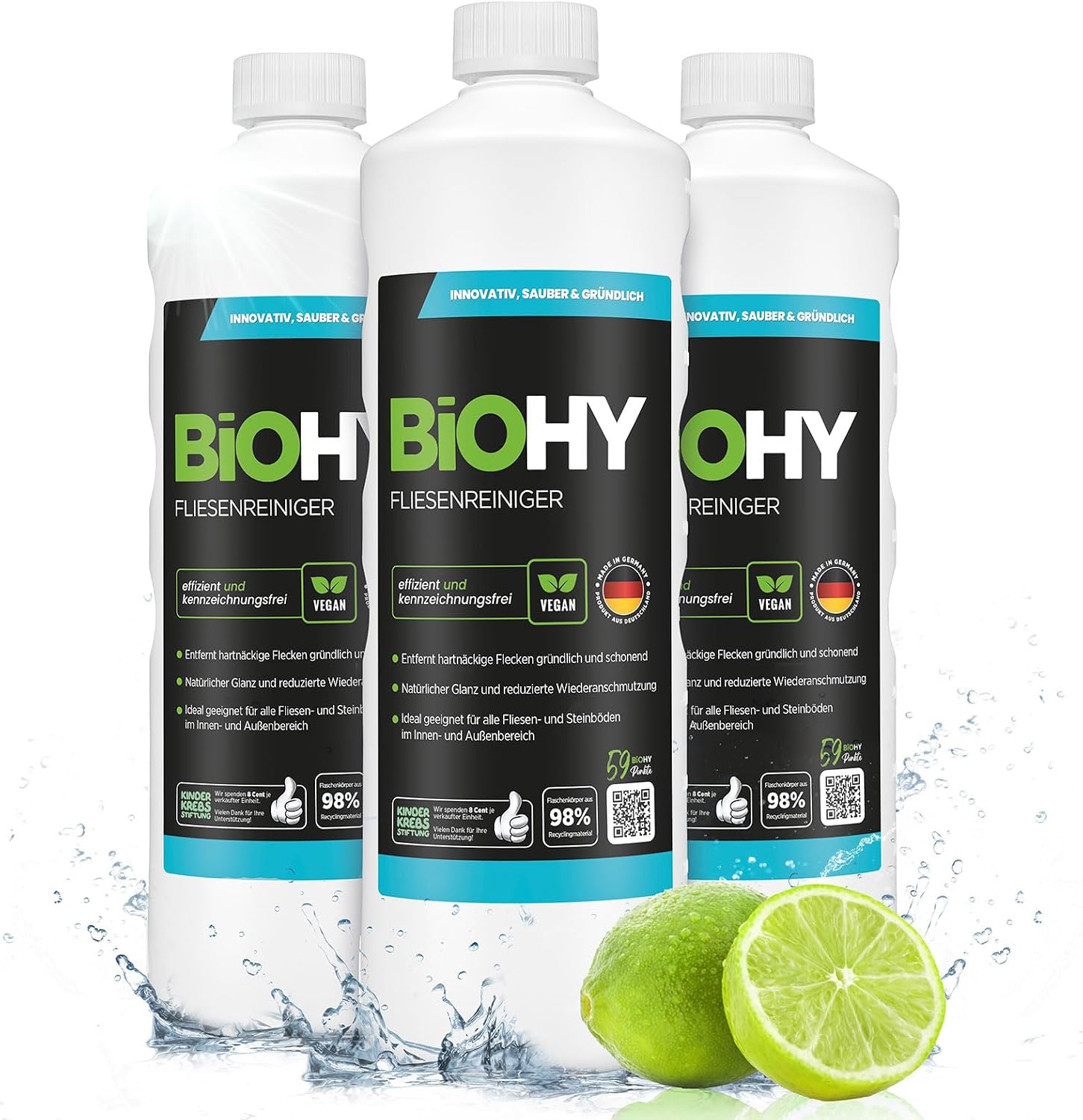 Detalle de BIOHY tegelreiniger 3 x 1 l voor steen en tegels met vuilafstotende glanslaag
